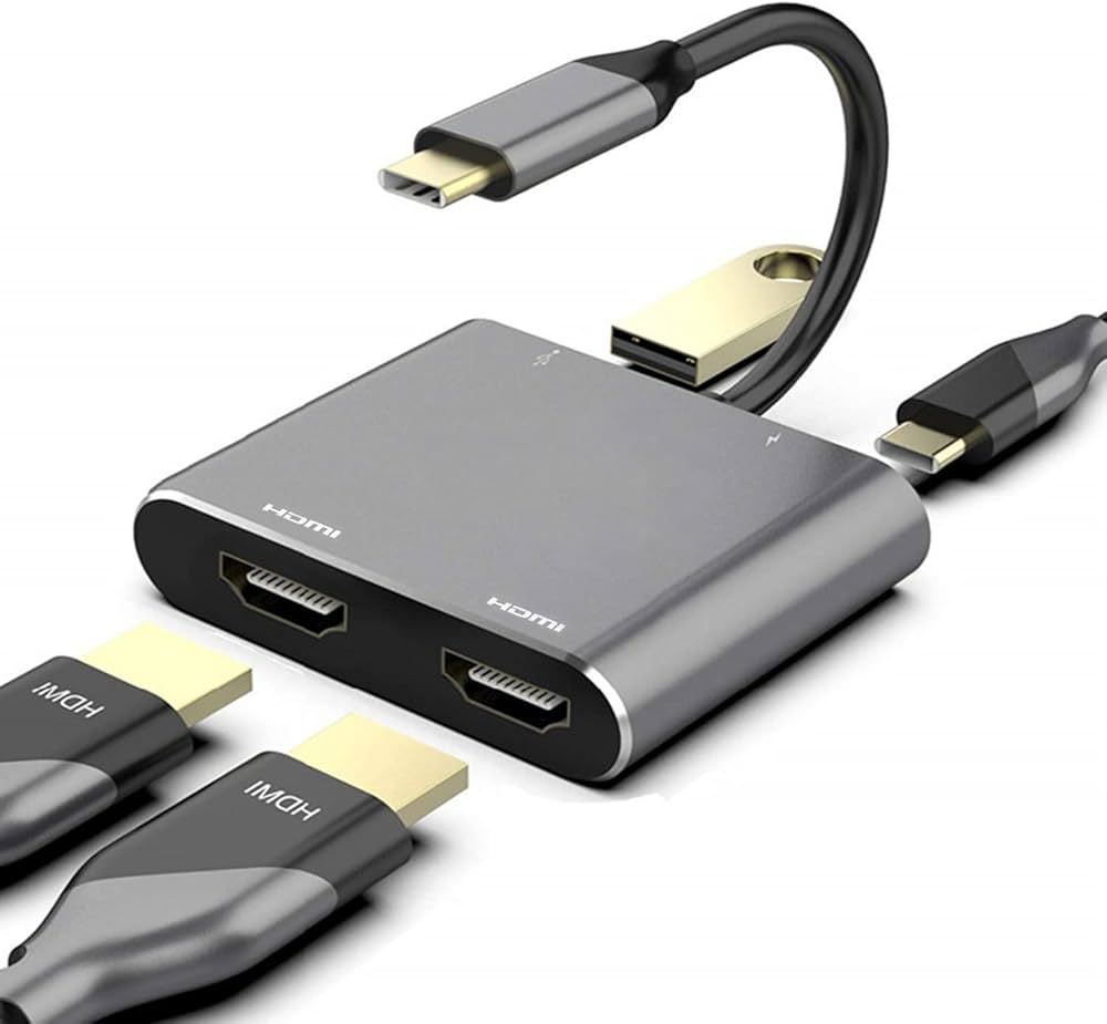 4-in-1 Type-C Converter – 2× HDMI 4K, USB 3.0 & Power Delivery